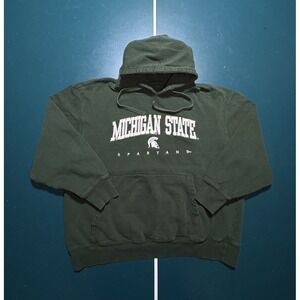 Vintage Michigan State Spartans‎ Hoodie Sweatshirt Men's Small Green Embroidered